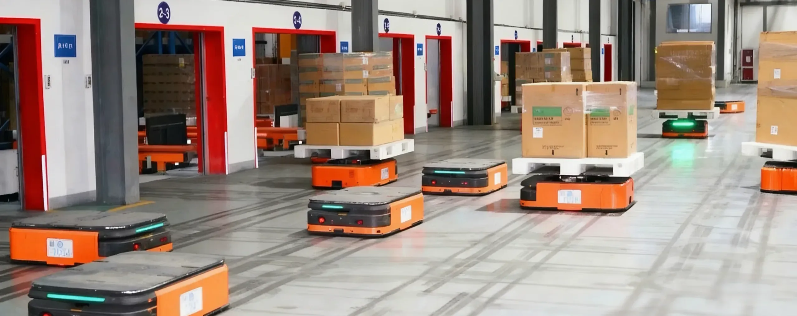 AGV equipped with Ubetter wheels transporting goods in e-commerce warehouse